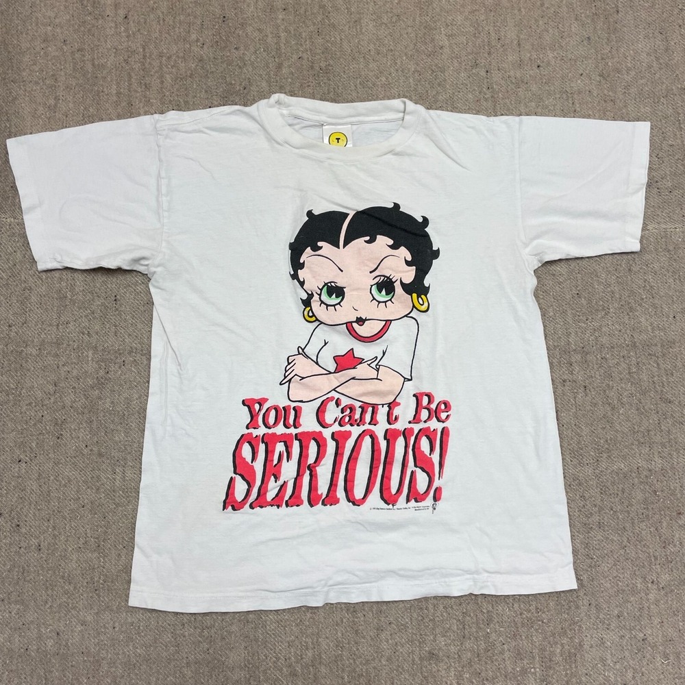 vintage Betty Boop shirt‎ mens large white 1990s you cant be SERIOUS